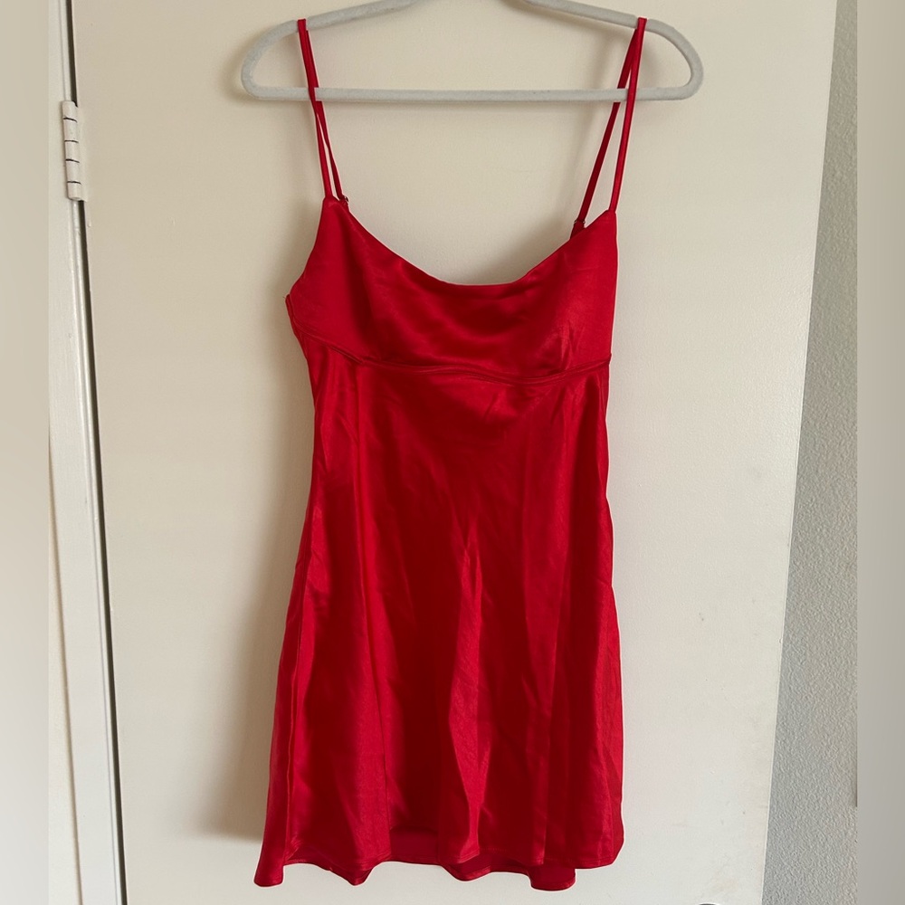 SHOWPO Elegant Red Satin Slip Dress